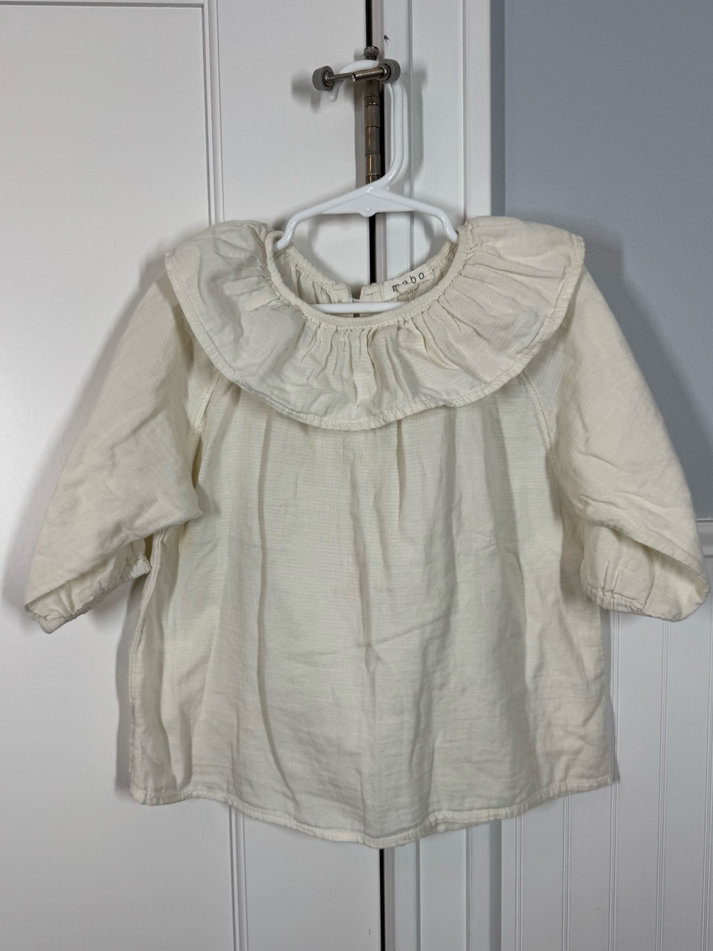 Mabo Girls Cream Cotton Peasant Blouse 100% cotton made in USA 4/5